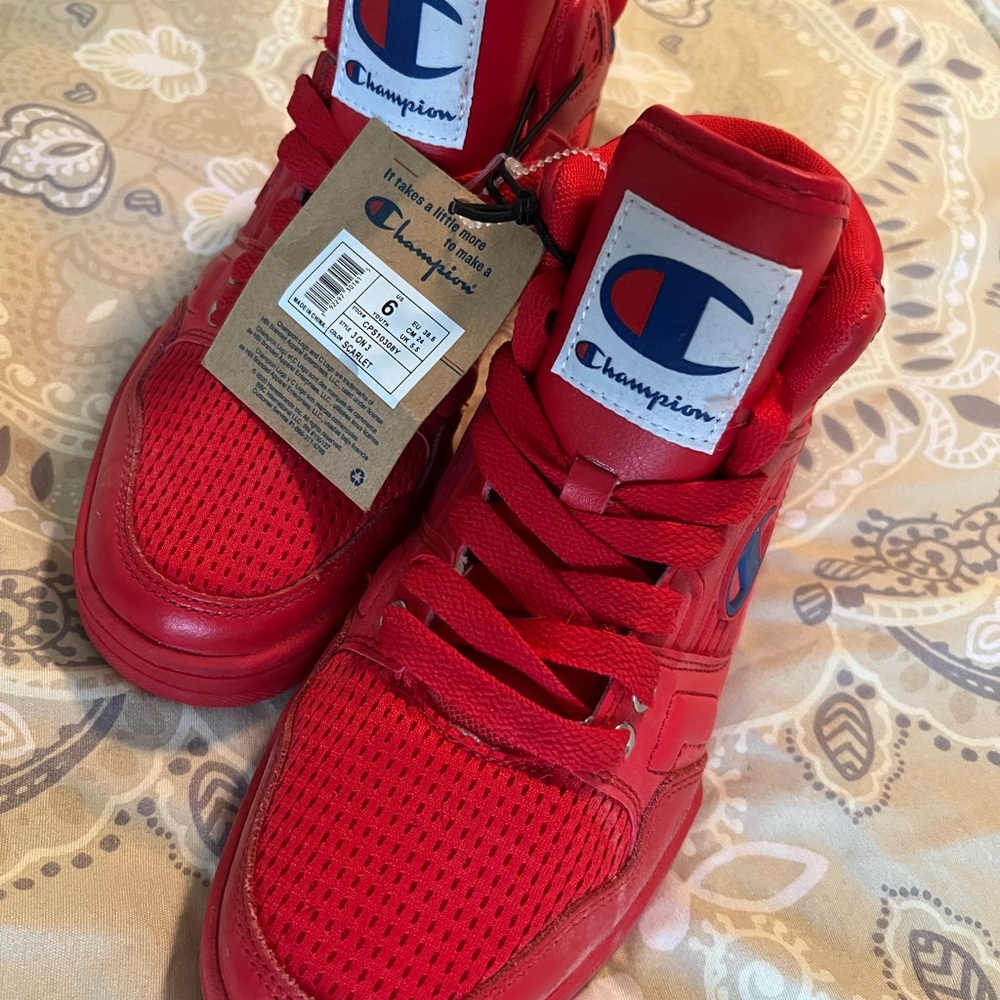 Never worn: Childrens size 6 Red Champion Sneakers